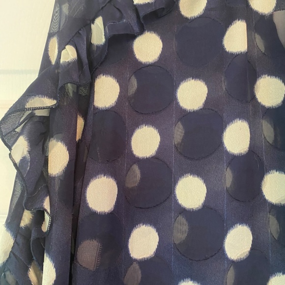 Zara Basics Made in morocco, navy polkadot, blouse, women’s XS - Picture 4 of 5